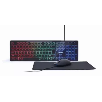 Przewodowa klawiatura pełnowymiarowa z myszą Gembird KBS-UML-01 — USB, QWERTY US, 104 klawisze, czarna