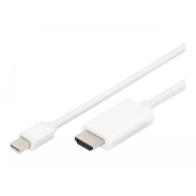 Digitus ASSMANN - Adapterkabel - Mini DisplayPort männlich zu HDMI männlich - 2 m - Dreifachisolierung - weiß - geformt, 4K Unterstützung (AK-340304-0