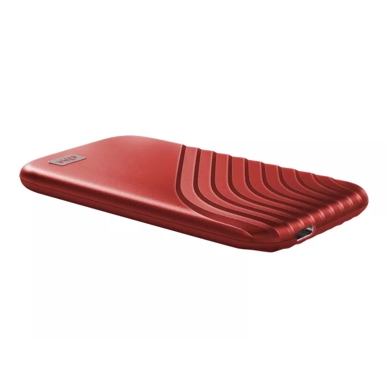 WD My Passport SSD WDBAGF0010BRD - SSD - verschlüsselt - 1TB - extern (tragbar) - USB 3,2 Gen 2 (USB-C Steckverbinder) - 256-Bit-AES - Rot (WDBAGF0010