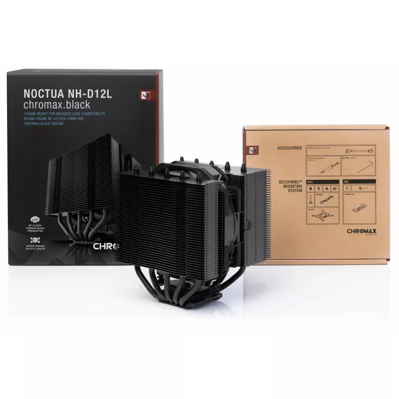 Chłodzenie powietrzne Noctua NH-D12L 12 cm Aluminium Czarny 450-2000 RPM 18,8-22,6 dB