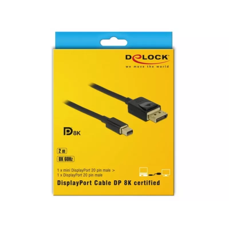 DeLOCK - Kabel DisplayPort - DisplayPort (M) na Mini DisplayPort (M) - 2 m - Czarny - Obsługa 8K
