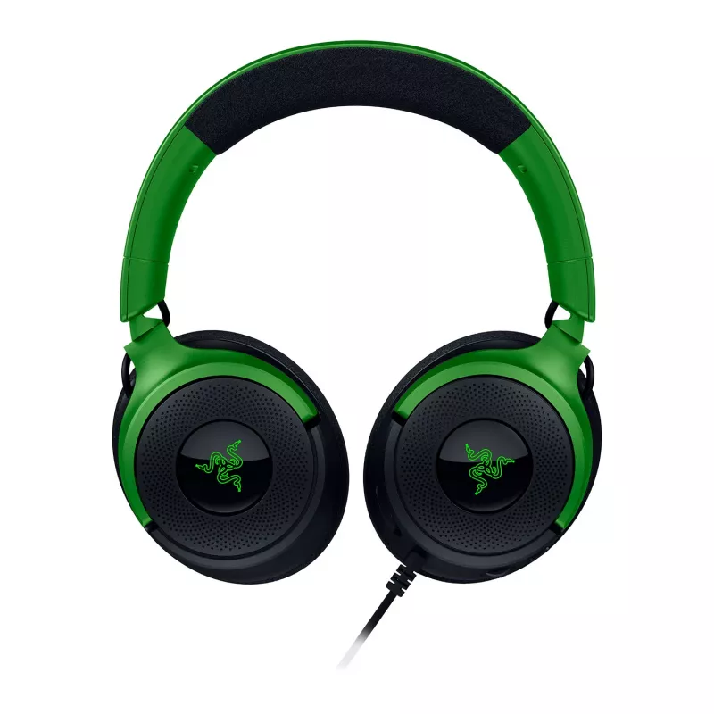 Przewodowy zestaw słuchawkowy dla graczy Razer Kraken V4 X — nauszne, 20–20000 Hz, kabel 1,8 m, 310 g, czarno-zielony
