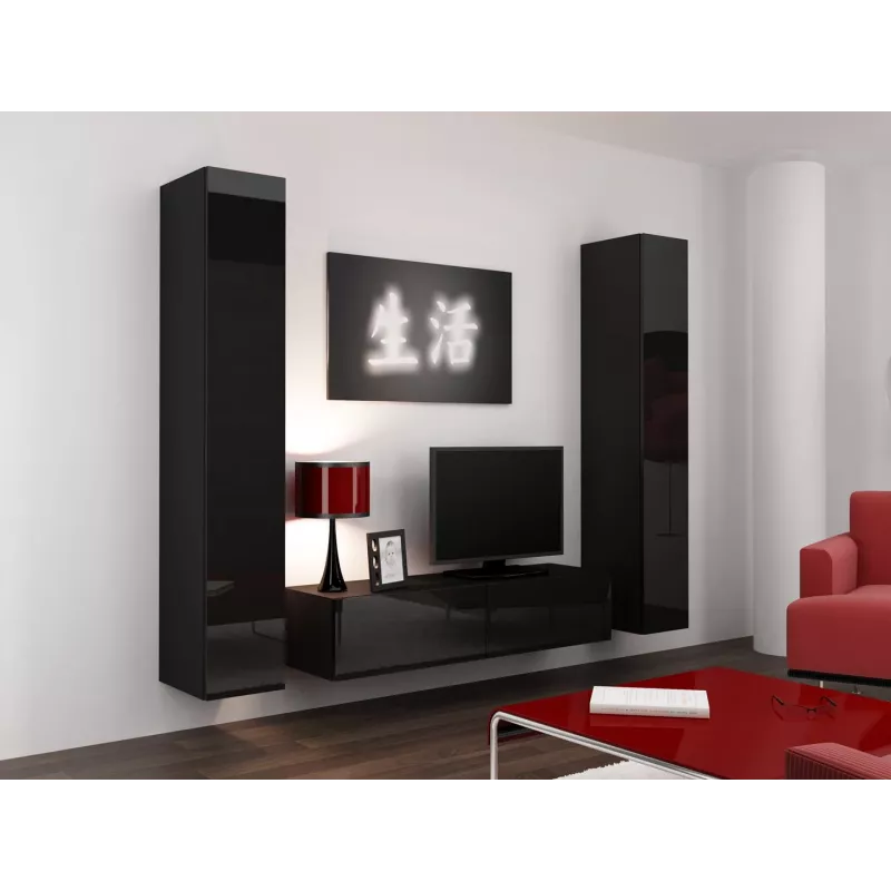 Cama pełna Szafka VIGO '180' 180/40/30 czarny/czarny połysk