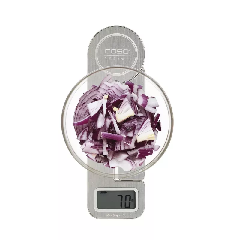 Caso | Waga kuchenna | KitchenEcostyle | Maksymalna waga (udźwig) 5 kg | Działka 1 g | Rodzaj wyświetlacza LCD | Stal nierdzewna