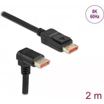 Kabel DisplayPort DeLOCK 8K 60 Hz 2 m wtyk prosty do wtyku kątowego 90° w dół