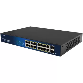 ALLNET 16+2P PoE Switch ALL-SG8418PM — 18-portowy Gigabit, 16 portów PoE, 2 porty uplink