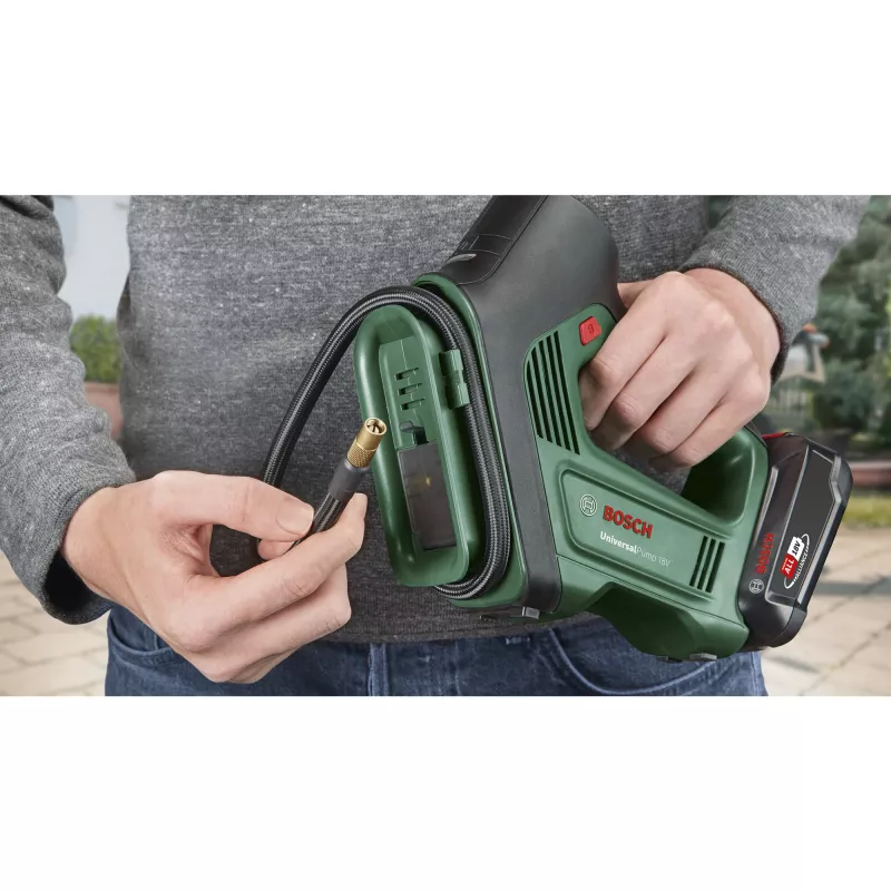 Elektryczna pompka powietrza Bosch Universal Pump 18V — 10,3 bar, 30 l/min, akumulator Li‑Ion