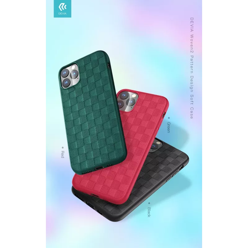 Ochronne miękkie etui Devia Woven2 do iPhone 11 Pro Max, zielone