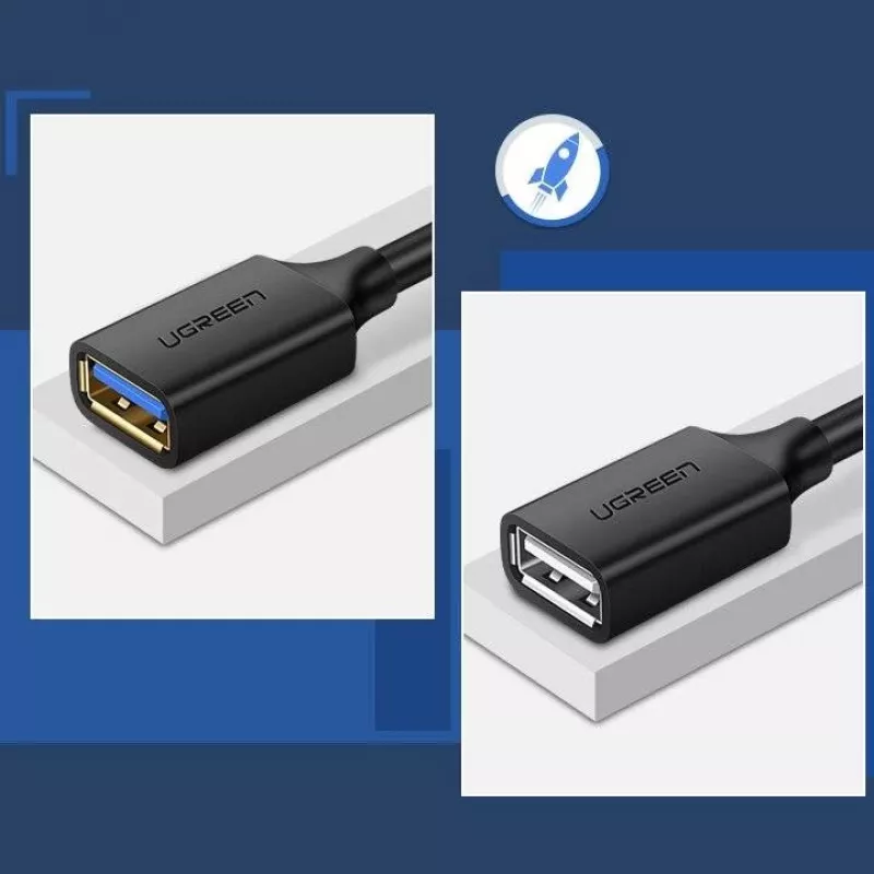 Przedłużacz USB 3.0 UGREEN 10368B – USB A żeński na USB A męski, 1 m, czarny