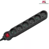 Listwa zasilająca MACLEAN MCE225 — kabel 1,5 m, 6 gniazd AC typu F, wewnętrzna, czarna