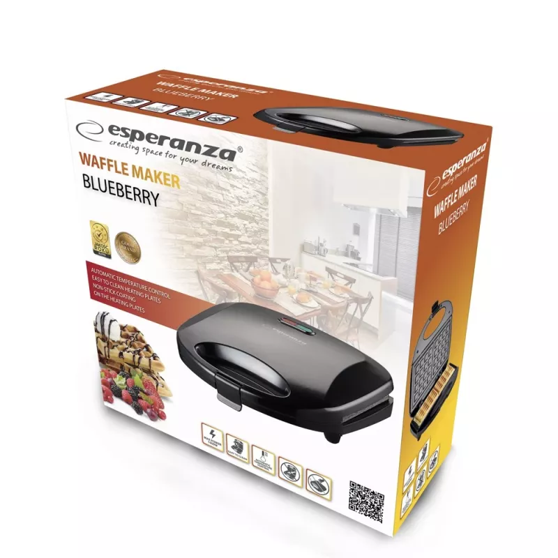 Gofrownica Esperanza EKT008 2 gofry 1000 W Czarna