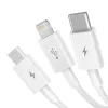 Kabel USB Baseus SUP0003529 — USB 3.2 Gen 1 (3.1 Gen 1), 1 m, USB-A na USB-C / Micro USB-A / Lightning, biały