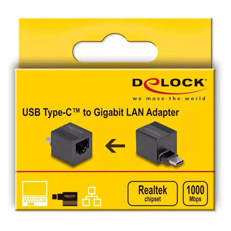 Adapter DeLOCK USB Type-C na Gigabit LAN mini czarny