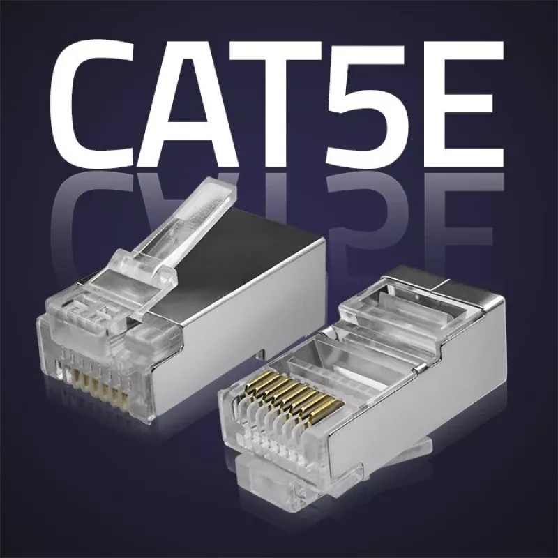 Modularne złącze RJ45 QOLTEC 54554 CAT5e FTP, 100 szt., srebrny, tworzywo sztuczne, 11×22×18 mm