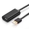 Przedłużacz USB A ze wzmacniaczem, UGREEN US121, 10 m, czarny, wtyk A na gniazdo A