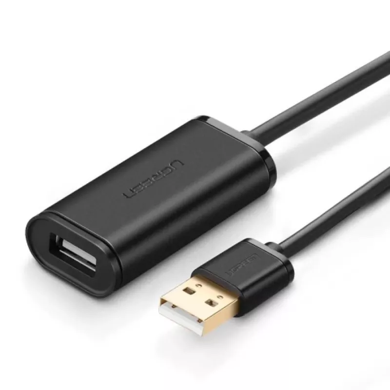 Przedłużacz USB A ze wzmacniaczem, UGREEN US121, 10 m, czarny, wtyk A na gniazdo A