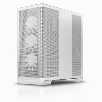 APNX PC Midi Tower C1-R-WT-v1 — Biały, obsługuje ATX/Micro-ATX/Mini-ITX, zainstalowane 3 wentylatory przednie 120 mm, 3 zatoki 3,5 cala + 3 zatoki 2,5 cala, 2x USB 3.2 Gen1