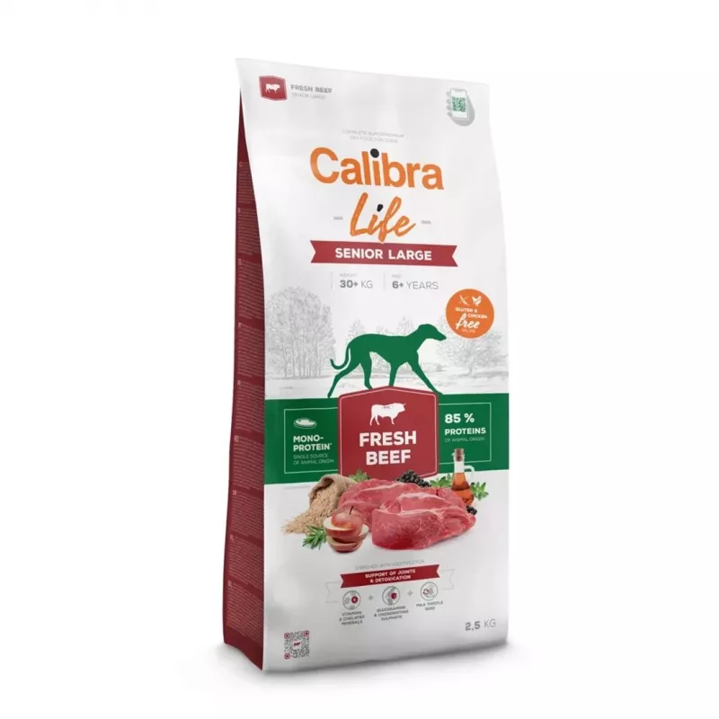 Sucha karma dla psa Calibra Life Senior Large Fresh Beef 12 kg — sucha karma pełnoporcjowa dla dużych starszych psów, 25–45 kg, 25% białka, 12% tłuszczu