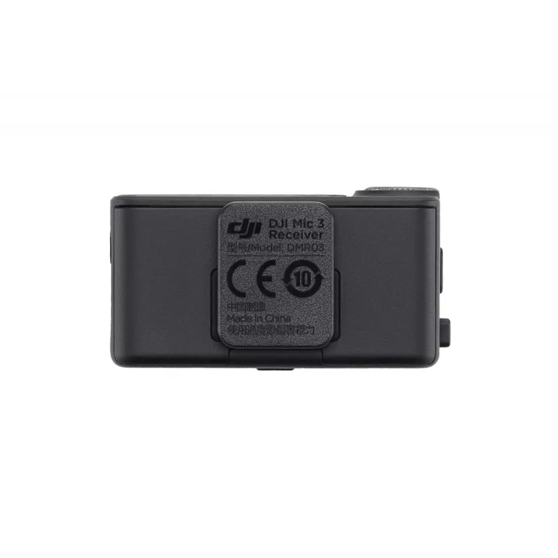 Odbiornik mikrofonu DJI Mic 3 mocowanie do aparatu czarny — zasilany bateryjnie, w zestawie kable audio 3,5 mm i USB
