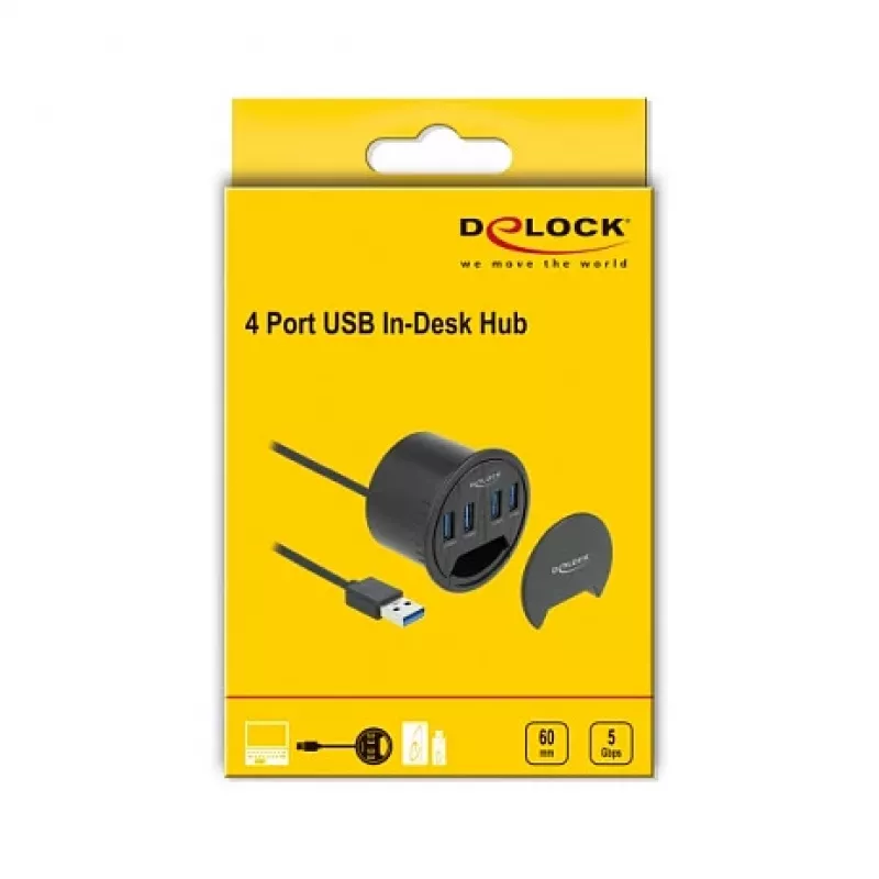 Koncentrator USB DeLOCK 64153 Type-A 5000 Mbit/s Czarny