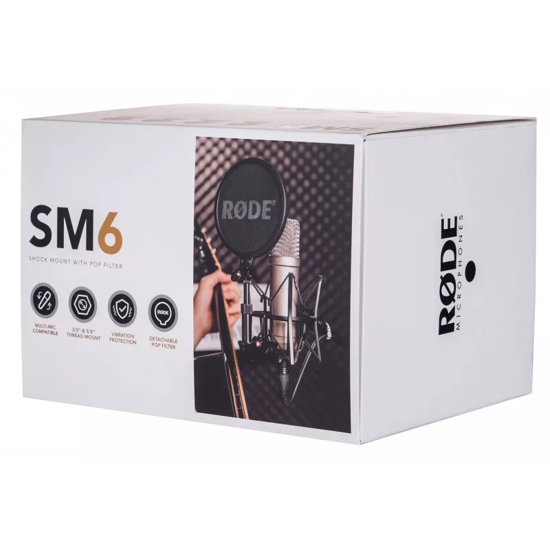 Mikrofon RØDE SM6 — czarny, waga 0,682 kg, wymiary 210×133×210 mm