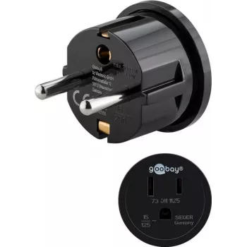 Goobay Netzadapter, Czarny - US/Japan-Socket (Type B, NEMA 5-15, 3-pin) > Type F (Type F, CEE 7/4) (45350)