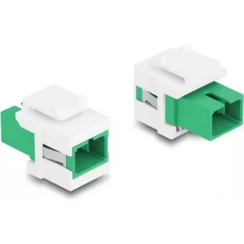 Keystone module DELOCK 87120 SC single‑port płaski adapter, zielony/biały, 16.5×27.4×21.9 mm