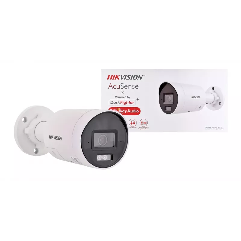 Kamera bezpieczeństwa Hikvision Pro Series z AcuSense DS-2CD2046G2H-I2U/SL(2.8MM) typu bullet IP do zastosowań zewnętrznych, rozdzielczość 2688 x 1520 pikseli, montaż sufitowy/ścienny