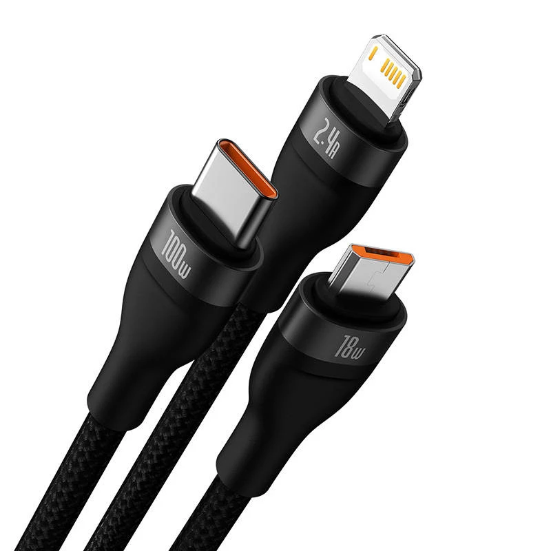Kabel USB Baseus SUP0003351 1.2m USB A USB C/Micro USB-A/Lightning Czarny