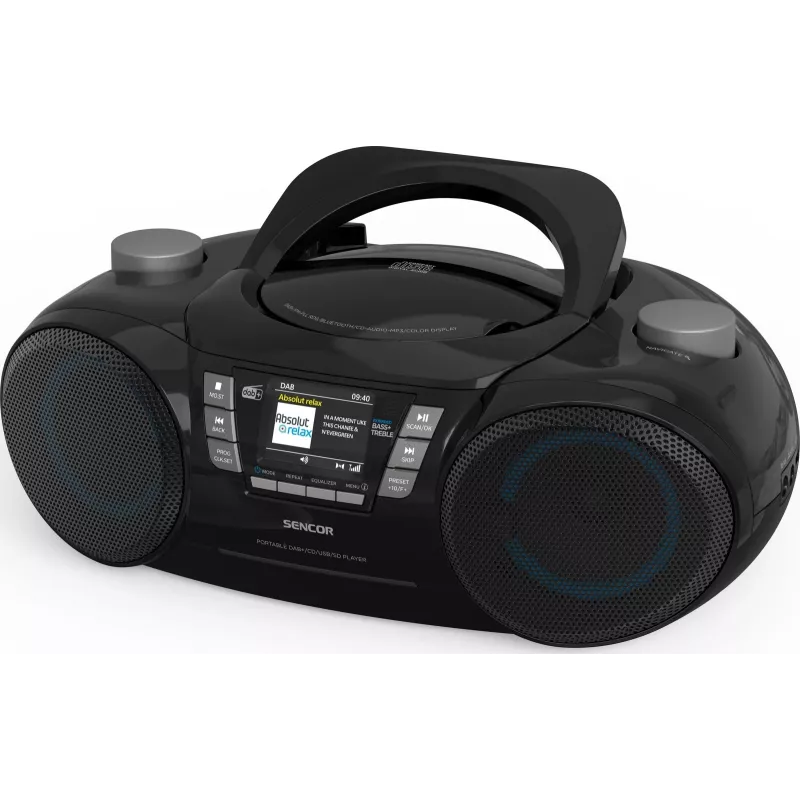 Przenośny odtwarzacz DAB+ CD/MP3/USB/SD Bluetooth SENCOR SPT 6510DB — DAB+, Bluetooth 5.3, 16 W RMS, CD/USB/SD, ekran LCD 2,4 cala