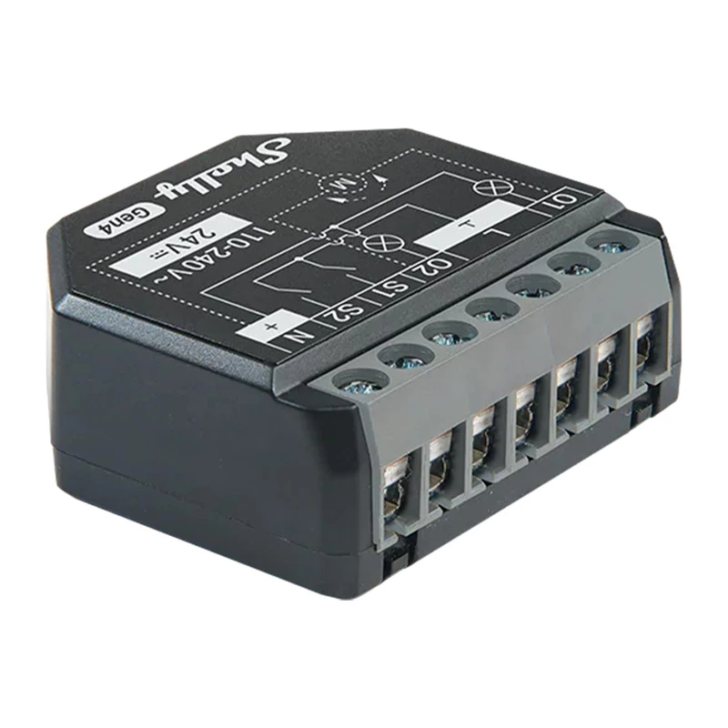 Shelly 2PM Gen4 siłownik rolet/żaluzji 2-kanałowy, AC 110–240V, Wi‑Fi 2,4 GHz, 1,4 W, pamięć flash 8000 KB
