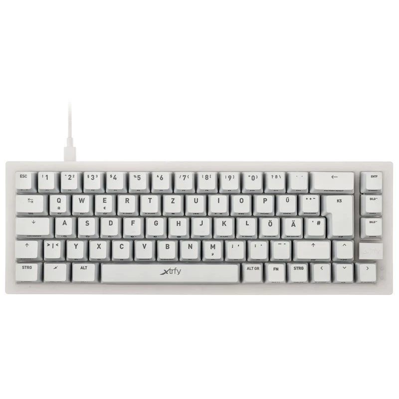 Mechaniczna klawiatura gamingowa TKL XTRFY K5 RGB — tenkeyless, przezroczysta/biała