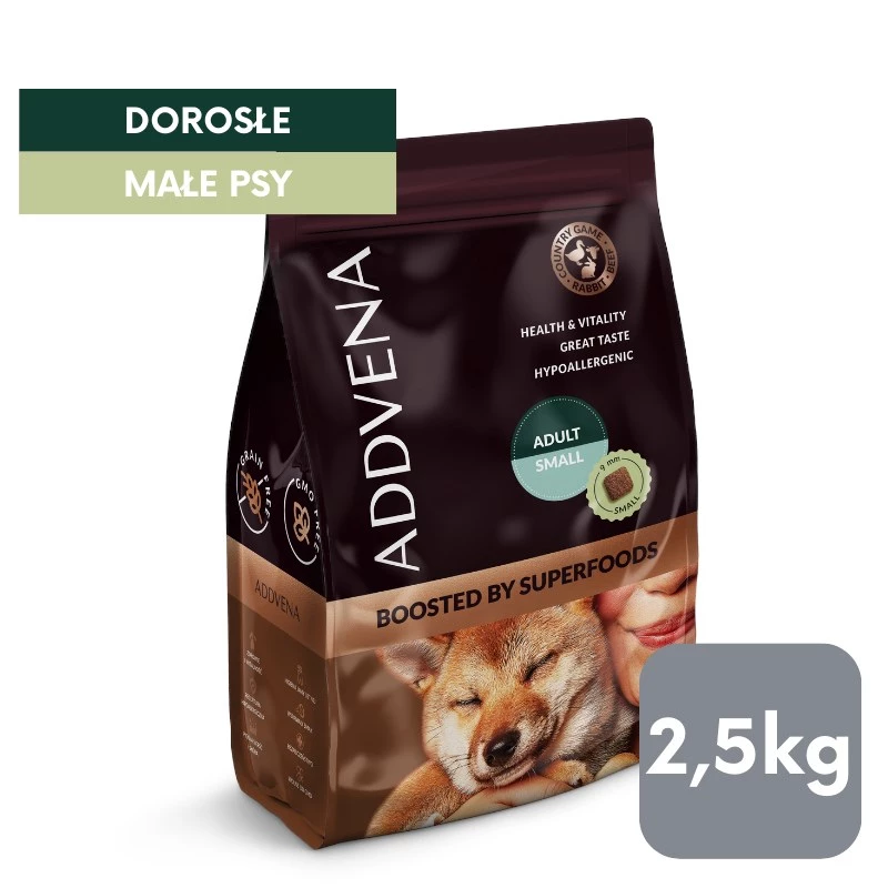 ADDVENA Boosted by superfoods Adult Small Beef - sucha karma dla psów - 2,5 kg