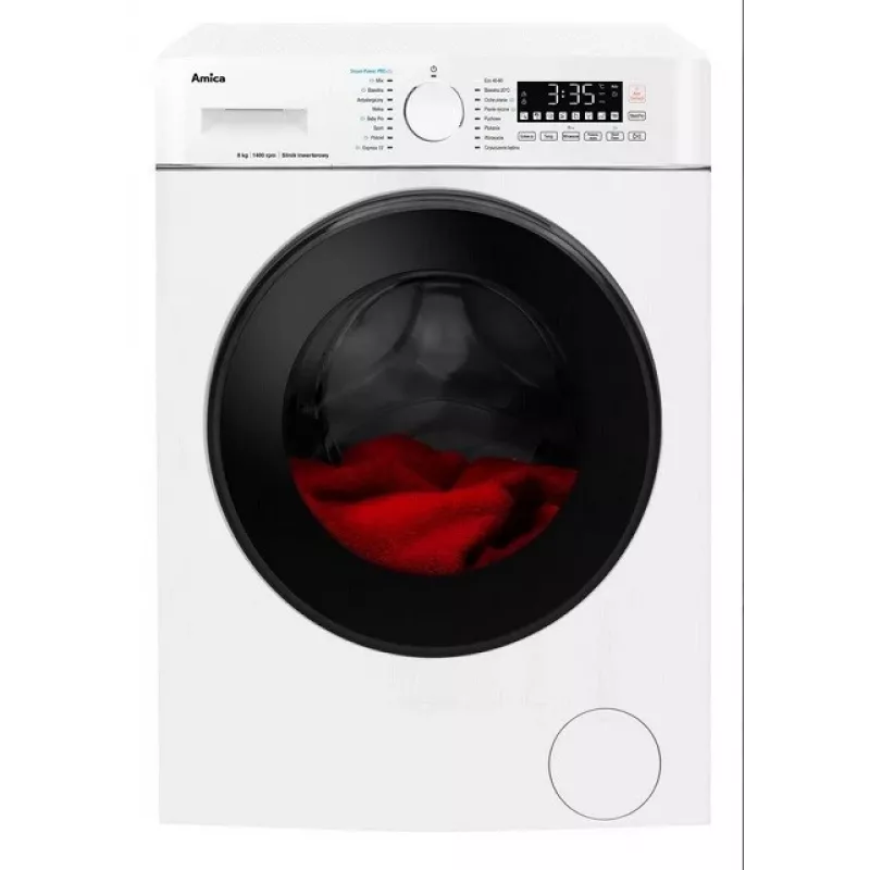 Pralka Amica Pojemność 8 kg, Klasa energetyczna A, 1400 obr./min, 16 programów, Biała