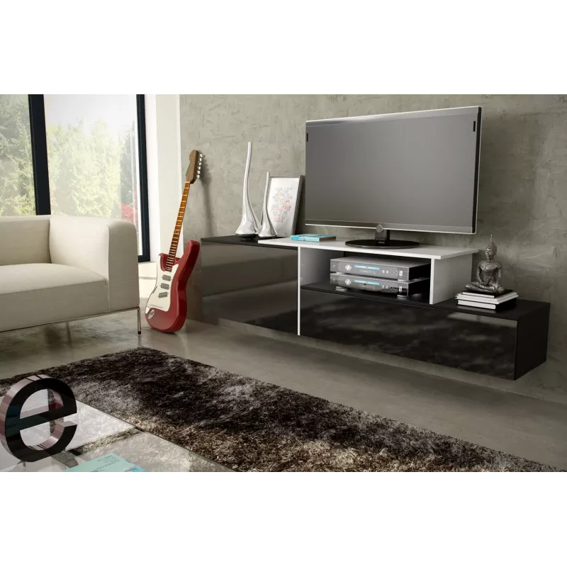Cama szafka TV SIGMA 3 180 czarny/czarny połysk + biały