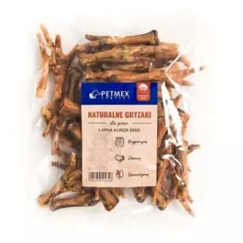 Gryzak dla psa PETMEX Chicken Paw 500 g — naturalny gryzak o smaku kurczaka do higieny jamy ustnej dla dorosłych psów, 500 g