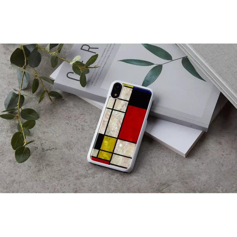 etui na smartfona iKins for iPhone XR Mondrian biały — protective hard tylna obudowa