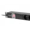 Jednostka dystrybucji zasilania LANBERG PDU-06E-0200-BK — 6 gniazd typu E, 16 A, kabel 2 m, 1U do szafy rack, 220–250 V