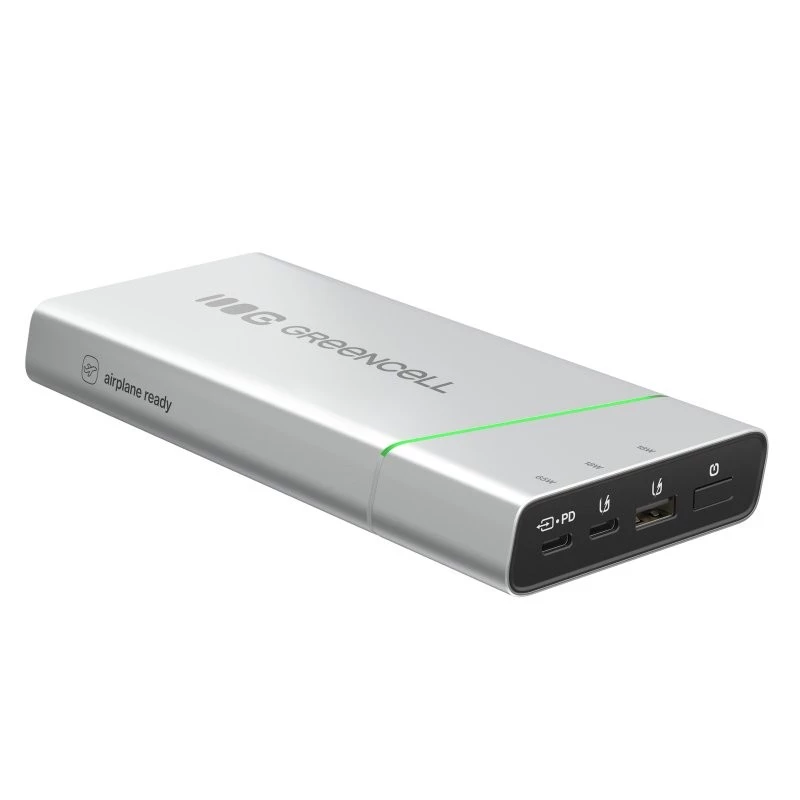 Przenośny akumulator zielony Cell BPLGC20P 20800 mAh litowo-jonowy, USB-C PD 65W, 2x USB-C + 1x USB-A, aluminiowa obudowa