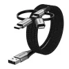 Kabel Vention USB 2.0 A męski do 3-w-1 Micro-B&USB-C&Lightning męski 1M szary stop aluminium typ