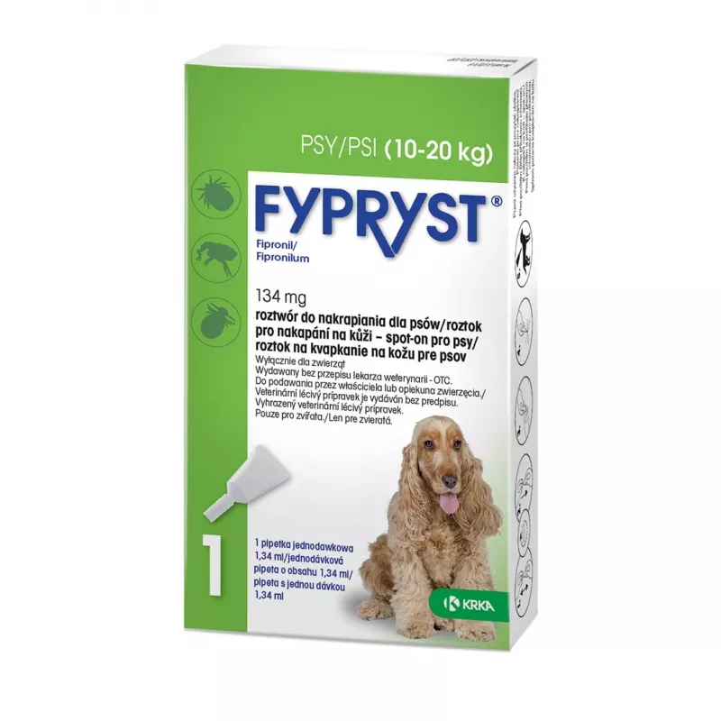 FYPRYST 134mg M (10-20kg) - krople przeciw pchłom i kleszczom dla psów – 1x1,34ml
