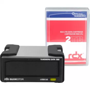 Zewnętrzny zestaw napędów RDX Tandberg Data Overland-Tandberg O-T z dyskiem HDD 2 TB, USB 3.2 Gen 1, trwały transfer 260 MB/s, czarny