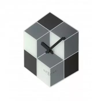 NeXtime klok 8171 Cubic, 43,5x37 cm, Ścienny, Czarny/Biały/Szary