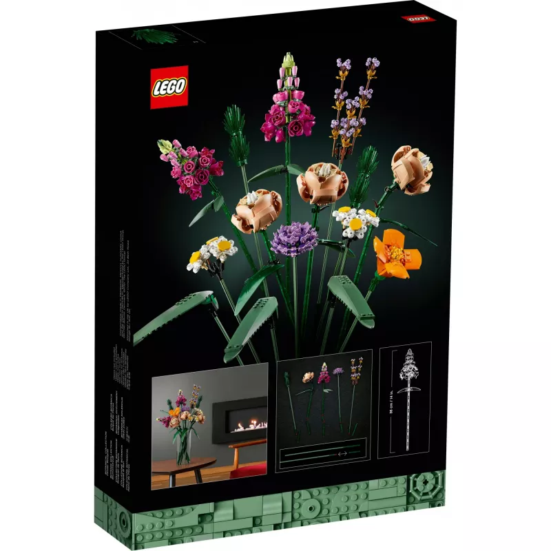 LEGO 10280 Icons Bukiet Kwiatów Sztuczne Kwiaty Zestaw dla Dorosłych Dekoracyjne Akcesoria Domowe Pomysł na Prezent dla Kobiet Mężczyzn Dla Niej i Dla Niego Żony lub Męża