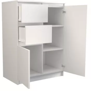 Komoda top e shop 2D2S BIEL — 2 szuflady, biała, 700×400×970 mm, płyta wiórowa