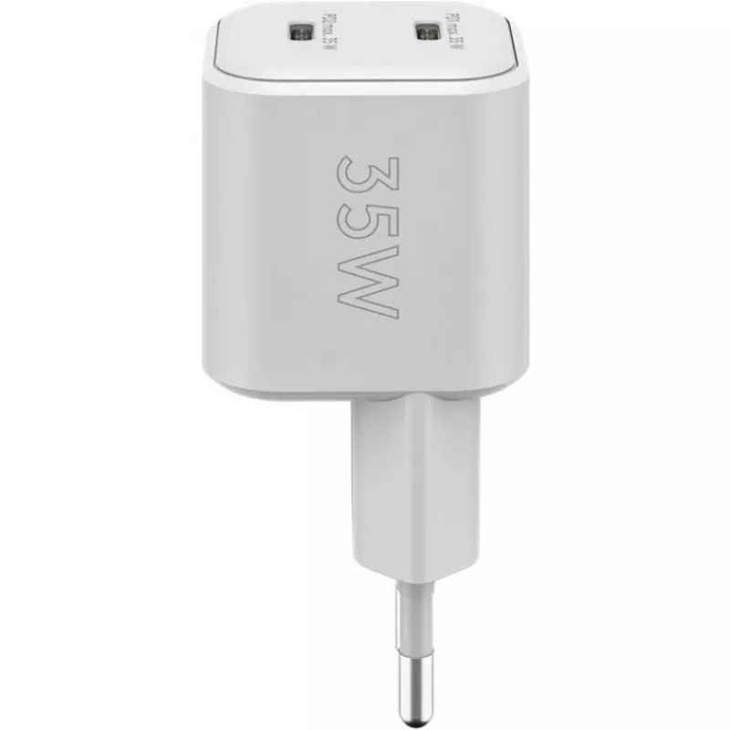 USB-C Nano, dwie szybkie ładowarki, PD, GaN, 35 W (Biały, 2x USB-C, Power Delivery 3.0)