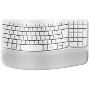 Klawiatura Logitech Wave Keys z amortyzowaną podpórką pod nadgarstki bezprzewodowa Bluetooth LE QWERTY w kolorze białym (PAN)