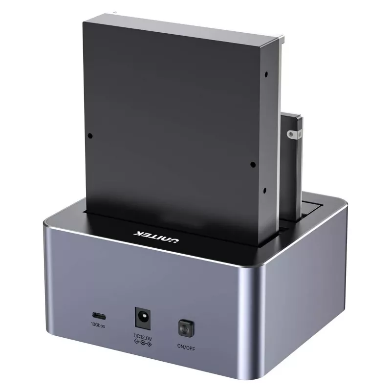Stacja dokująca Unitek 51642 dla dysków SATA 2,5 cala/3,5 cala, USB-C 10 Gb/s, 2 kieszenie, aluminium