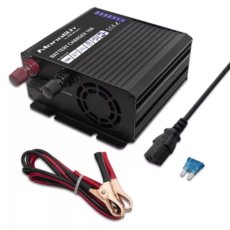 Qoltec Smart Monolith ładowarka akumulatora do akumulatorów LiFePO4 AGM GEL SLA | 10A | 12V