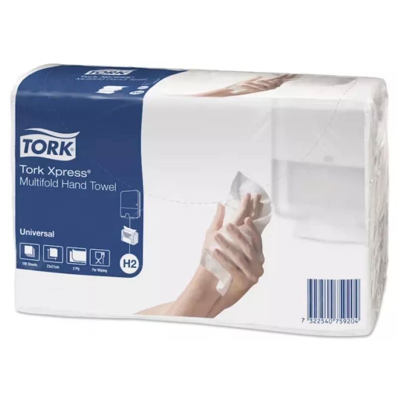 Papierowy ręcznik składany Tork Xpress Multifold Universal H2 2-warstwowy, 23,4 x 21,3 cm (20 szt.)